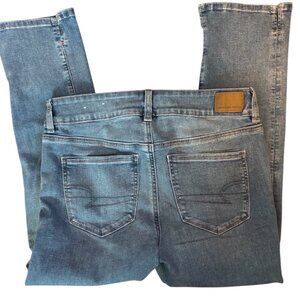 American Eagle Next Level Stretch Artist Crop Denim Jeans Slit Leg Size 8